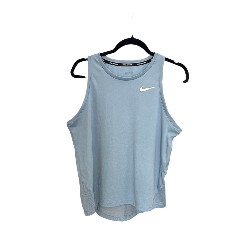 Nike Miler Running Tank Top Womens Large Light Blue Dri-FIT Mesh AJ8102-494